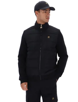 Black Jerry Full Zip Padded Jacket - XS - FILA - FashionsVida