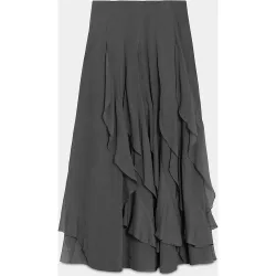 Noon - Falda midi volantes liso