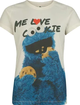 T-Shirt - Cookie Monster - Krümelmonster - Me Love Cookie - S bis 3XL - für Damen - Größe XXL - multicolor - EMP exklusives Merchandise! - Frauen - Sesamstraße - FashionsVida