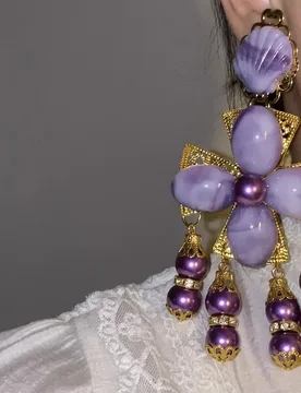 Big brand exaggerated temperament, high-end sense, grand purple flower cross, super large catwalk earrings - Aliexpress - FashionsVida