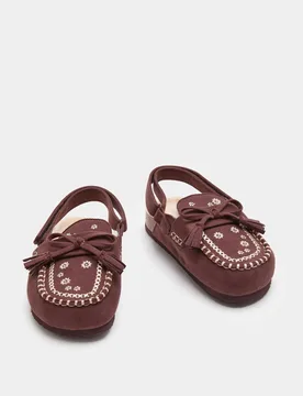 Kids' Embroidered Slip On Clogs (10 Small - 2 Large) Burgundy Female - M&S - FashionsVida