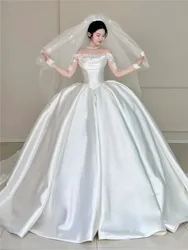 A new satin dress with figure and big tail for going out