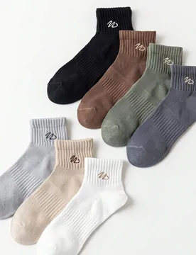 Pares de calcetines cortos unisex básicos con patrón de líneas sólidas multicolor, elásticos, acanalados y transpirables, adecuados para uso diar - Shein - FashionsVida
