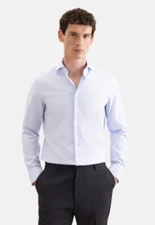 Slim Business Hemd Fischgrat Blau 40