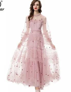 Women's Dresses O Neck Long Sleeves Embroidery Designer Sexy Tulle Laid Over Party Vestidos Gown in Plus Sizes - Aliexpress - FashionsVida