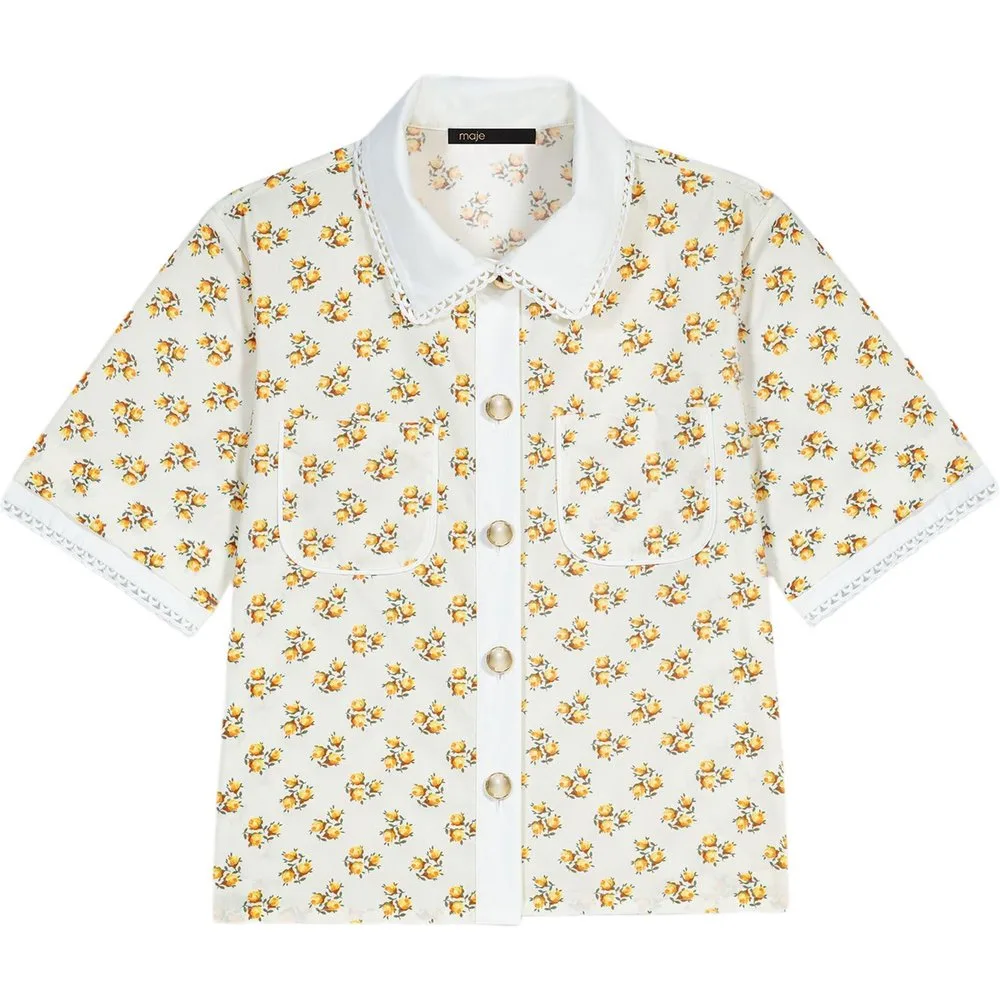 Camisa de mujer corta estampada con encaje - Maje - FashionsVida