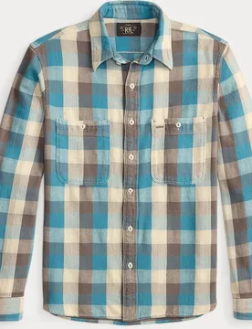 Camisa de trabajo de hombre con cuadros Azul-Blanco - Polo Ralph Lauren - FashionsVida