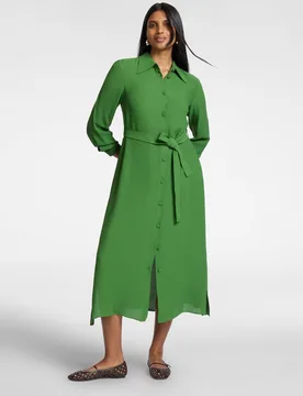 Vestido camisero con cinturón cierre frontal con botones y cinturón en la cintura del mismo tejido - Elena Miró - FashionsVida