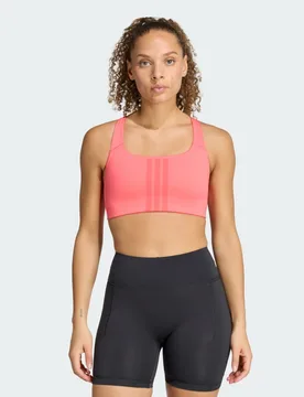 Reggiseno da allenamento Optime 3 Stripes Medium Support L Pure Turbo / Core Pink - Adidas - FashionsVida