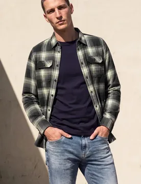 Street One Langarm Hemd mit Karomuster male Schwarz - Street One MEN - FashionsVida