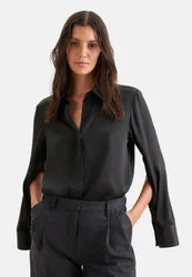 Hemdbluse mit hohen Ärmelschlitzen Schwarz 46