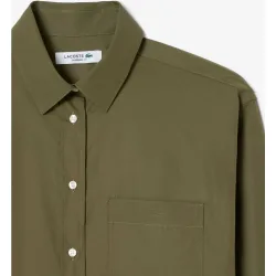 Camisa de mujer de popelín de algodón oversized en blanco de manga larga
