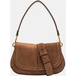 Bolso de hombro en ante con asa extraible y correa regulable modelo HELENA ROUND