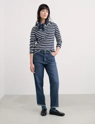 Pure Cotton Striped Top Navy Mix female