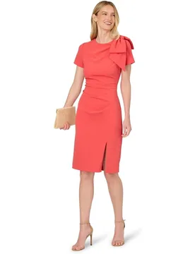 Vestido midi plisado con lazo - Adrianna Papell - FashionsVida