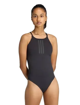 Stripes High Neck 2-way Straps Peachsoft Swimsuit Black 42 Women - Adidas - FashionsVida