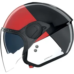 Casco Moto Jet N20-2 VISOR BLOCCO 353 Nero Rosso Antra taglia M
