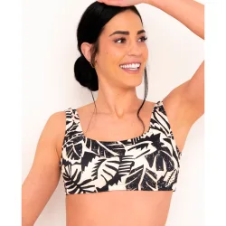 Top de bikini estampado floral cobre pique preparado para mastectomia