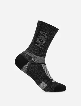 Merino Trail Crew Run Sock in Black, Size Large - HOKA - FashionsVida