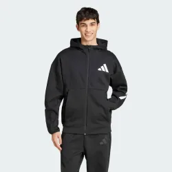 Mens Z.N.E. Full-Zip Hooded Track Jacket - Black/white Recycled Material - Size X-Small