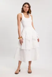 Womens Ruffled Maxi Skirt - White - Size 10 Uk