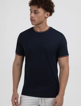 Mens T-Shirt With Contrast Rib Tipping - Larsson & Co - FashionsVida