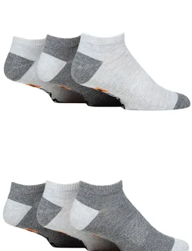 Mens 6 Pair Plain, Patterned and Striped Trainer Socks Heel & Toe White / Grey 6-11 - White - Size: 6-11 Mens - Farah - FashionsVida