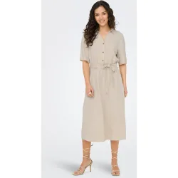 Vestido camisero de lino midi
