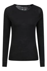 Women's Thermal Base Layer Lightweight Merino Top in Black Size: 10 - Black - Size: 10