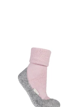 Pair Pink CosyShoe Slipper House Socks Ladies 4-5 Ladies - - Pink - Size: Small - Falke - FashionsVida
