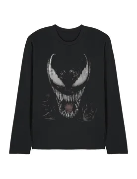 Unisex Venom Brock Large Face Long Sleeve T-Shirt, Black Size: XL - Black - Size: XL - Marvel - FashionsVida