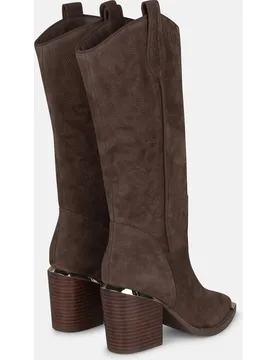 Botas cowboy de mujer en piel con bordados tonales - Alma en Pena - FashionsVida