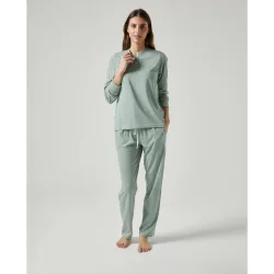 Pijama largo de punto liso de mujer