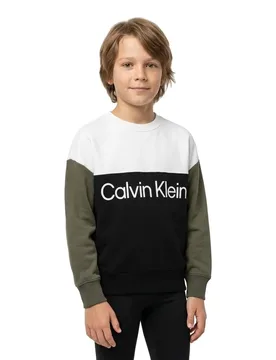 Jeans Sweat-shirt Terry Blocking Ck Black / Olive / White 12 Années Garçon - Calvin Klein - FashionsVida