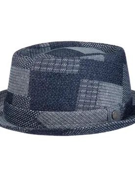 Denim Patchwork Pork Pie Cloth Hat by - denim - Female - Size: M (56-57 cm) - Lierys - FashionsVida