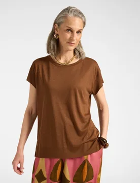 Camiseta de mujer con bordes acanalados ajuste regular - Elena Miró - FashionsVida