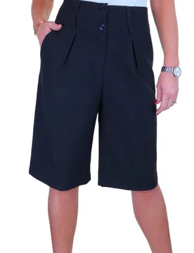 Women's Tailored Wide Leg Knee Shorts in Navy Size: 20 - Navy - Size: 20 - Paulo Due - FashionsVida