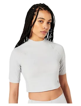 Maglietta A Maniche Corte Run 3/ Tight Crop Moonlight Grey XL - Superdry - FashionsVida