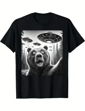 Bear science fiction world design -100% cotton short sleeve O-neck casual printed men's T-shirt - Aliexpress - FashionsVida