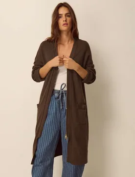 Plain Zip Front Coatigan Chocolate female - Monsoon - FashionsVida