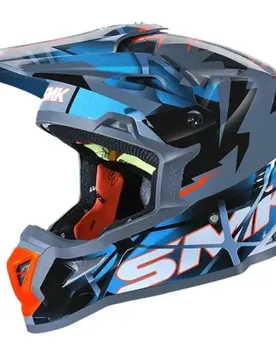 Casco Moto Cross Allterra Fulmine MX GL651 Blu Grigio taglia L - Smk - FashionsVida