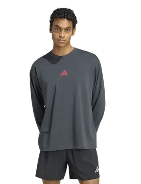 Running State Of Mind Graphic T-shirt Men T-Shirts - Grey - Size L - Poly Mesh - Grey - Size: Large - Adidas - FashionsVida