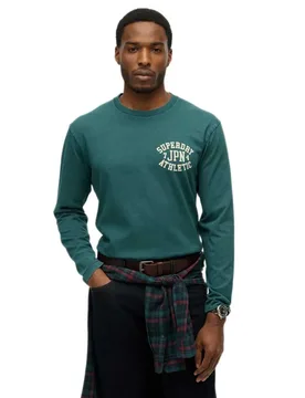 T-shirt à Manches Longues Athletic Ess Dark Pine Green S - Superdry - FashionsVida