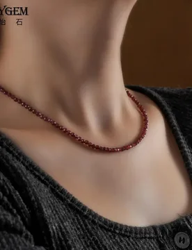 SHINYGEM Natural Red Garnet Choker Necklace 3mm Round Faceted Beads Chain Gift Dainty Women Resizable Cut Gemstone Necklace - Aliexpress - FashionsVida