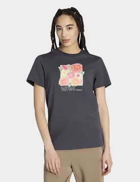 Womens T-shirt Floreale A Vestibilità Ampia Con Grafica 2 - Grigio, grigio grigio Donna taglia M - Adidas - FashionsVida