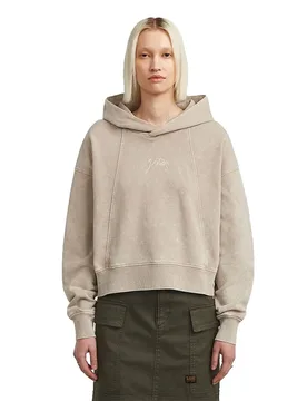 Felpa Con Cappuccio Washed A Line Script Dark Brick Smokey GD S - G-Star - FashionsVida