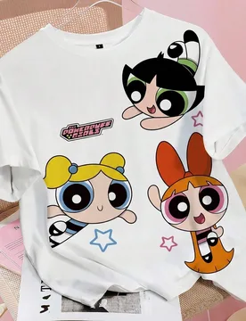 Camiseta de mujer de cuello redondo y manga corta con estampado completo M - Shein - FashionsVida