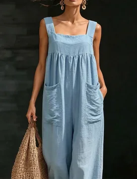 Mono azul de verano para vacaciones, fiesta elegante, festival de junio, vacaciones en la playa, ir al trabajo, citas, salidas de vacaciones, estilo c - Shein - FashionsVida