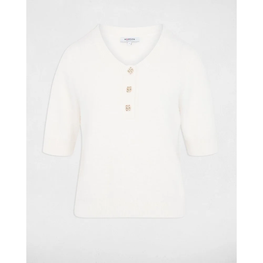 Jersey de mujer de manga corta con botones a contraste - Morgan - FashionsVida