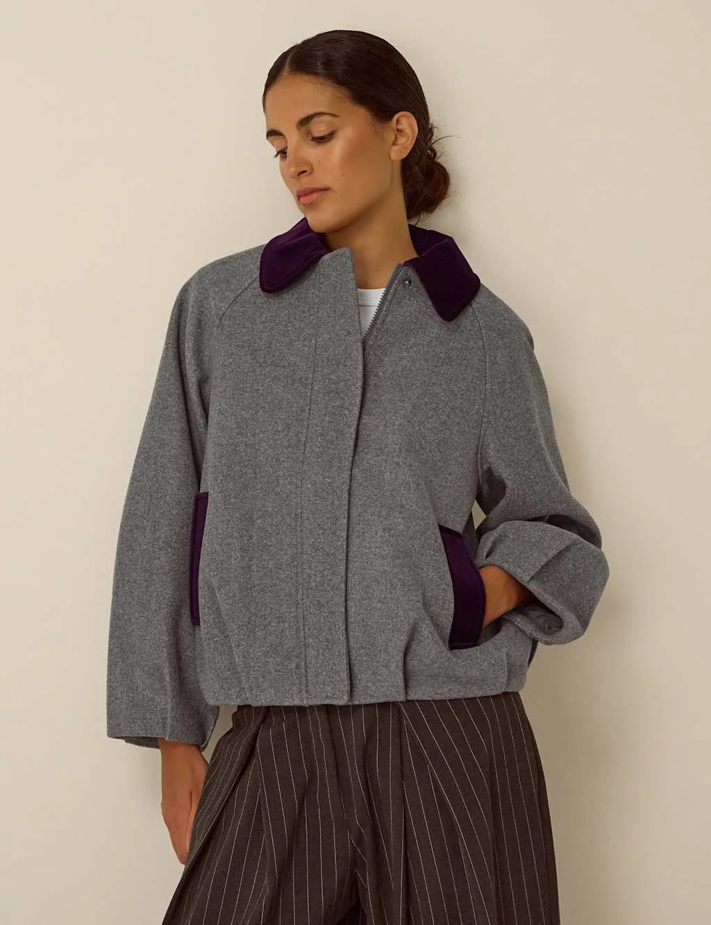 Collared Bomber Jacket Dark Grey female - Monsoon - FashionsVida